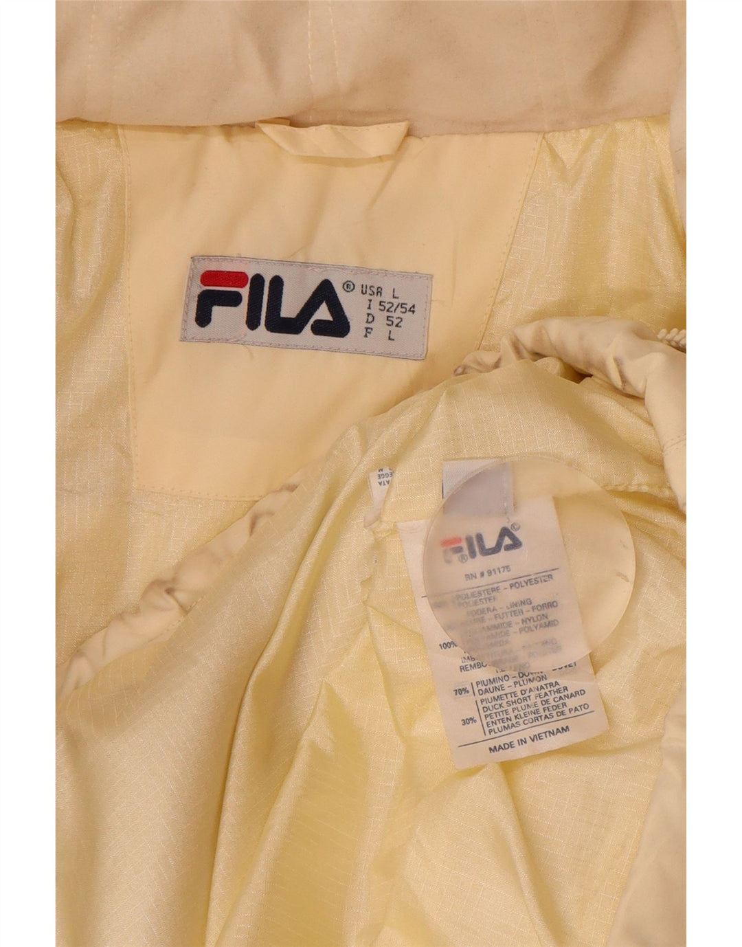 Fila Veste matelassée homme IT 52/54 Large blanc cassé polyester