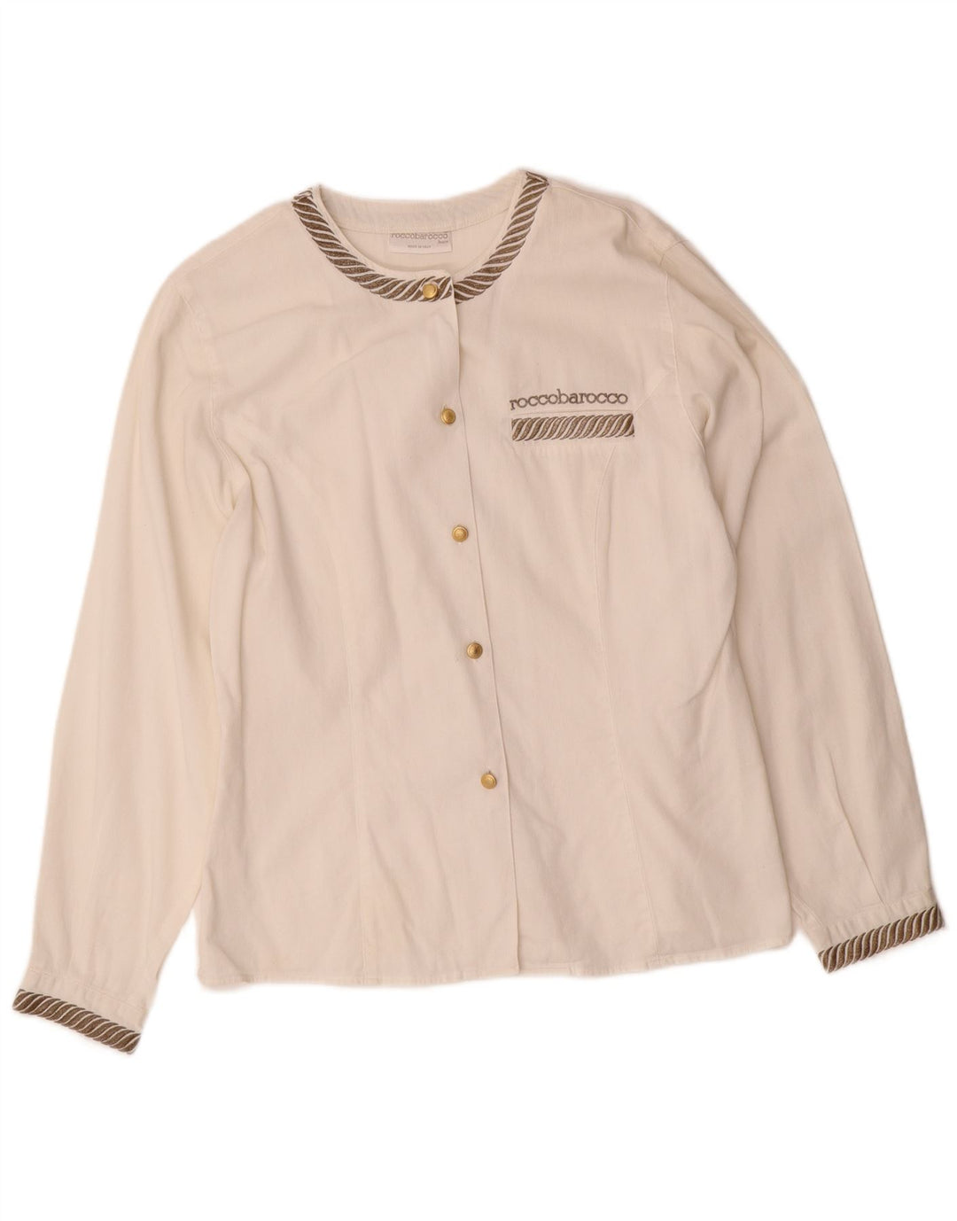 ROCCOBAROCCO Chemisier Femme IT 46 Grand Coton Rayé Blanc