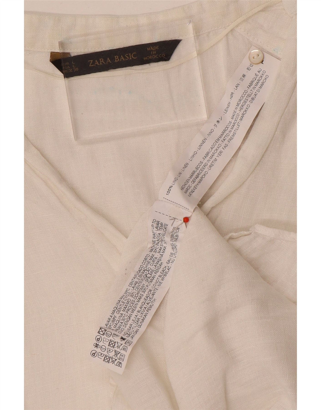 Zara Chemise Femme UK 16 Grand Lin Blanc