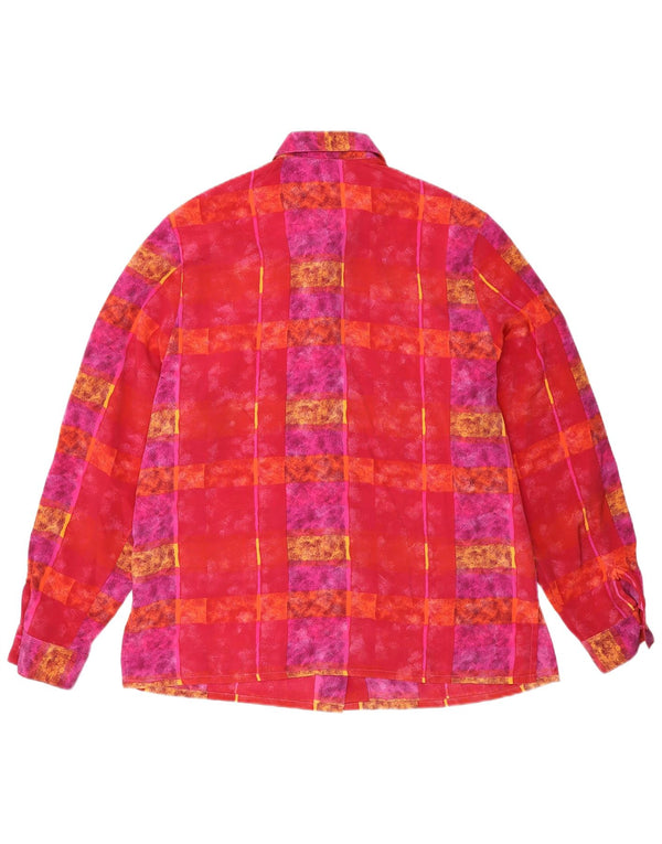 Chemisier Vintage Femme EU 40/42 Grand Rose Colourblock Polyester