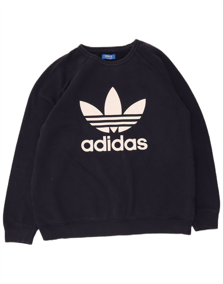 Adidas Sweat-shirt graphique pour homme en coton bleu marine Taille L
