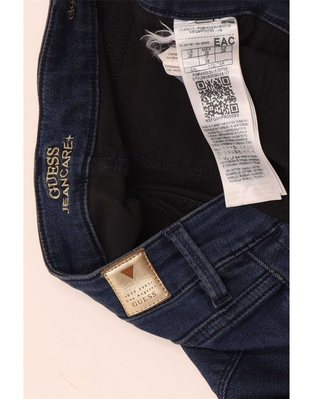 Guess Femme Cigarette Slim Jeans W29 L28 Bleu Coton