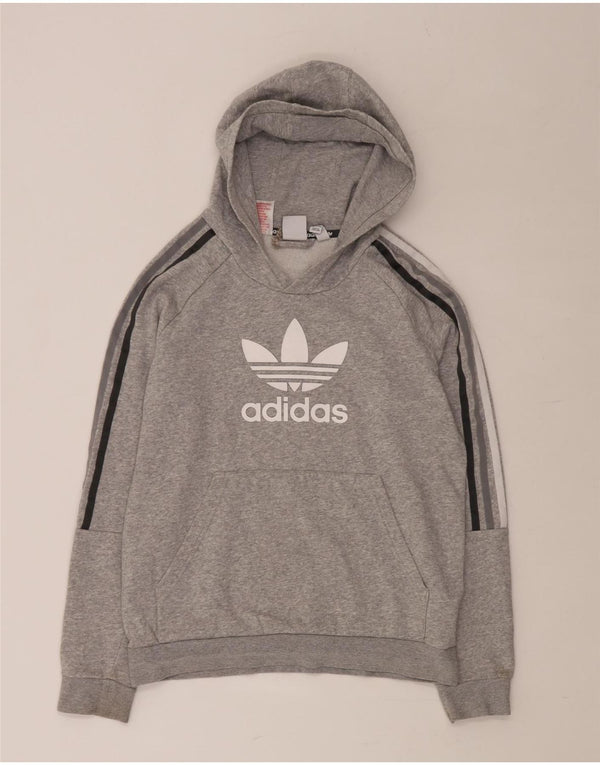 ADIDAS Pull à capuche graphique pour garçon 13-14 ans Gris Moucheté Coton