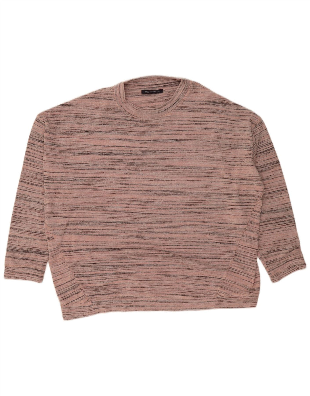 Marks & Spencer Pull à col rond pour femme UK 12 Rose moyen rayé