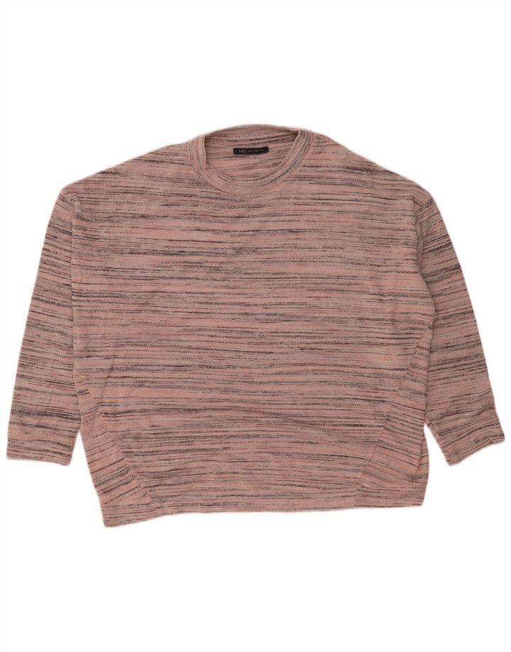 Marks & Spencer Pull à col rond pour femme UK 12 Rose moyen rayé