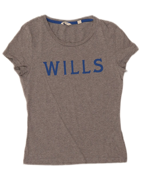 Jack Wills T-shirt graphique pour femme UK 6 petit coton moucheté gris