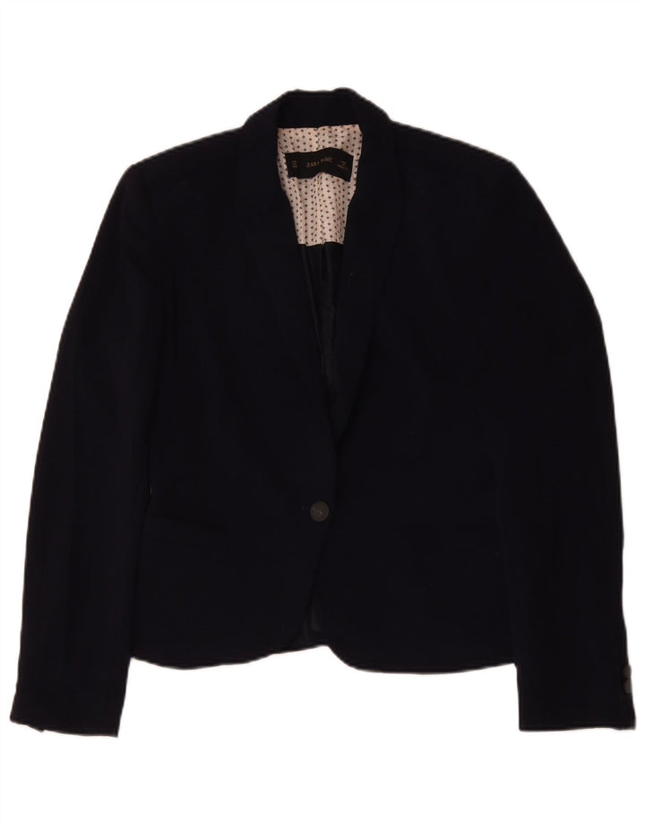 Zara Veste Blazer 1 Bouton Femme UK 14 Bleu Marine Moyen