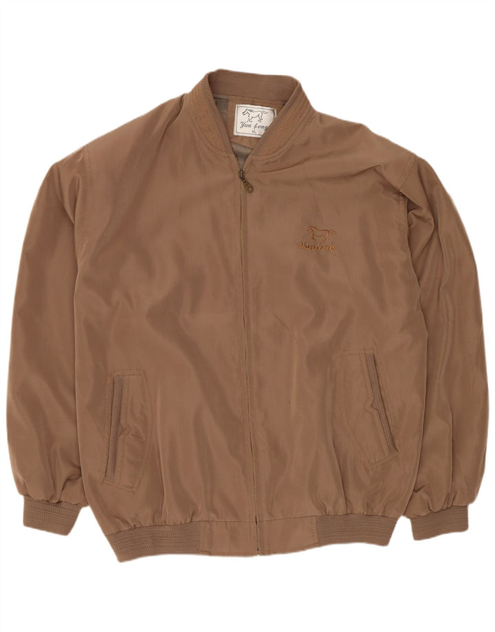 Veste Bomber Homme Vintage UK 42 XL Marron Polyester