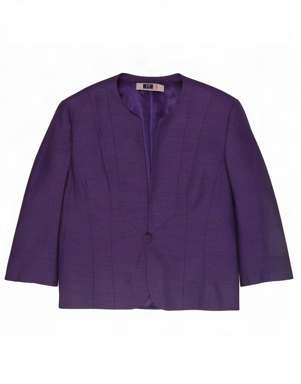 Jacques Vert Veste blazer à 1 bouton pour femme à manches 3/4 UK 16 Large Violet