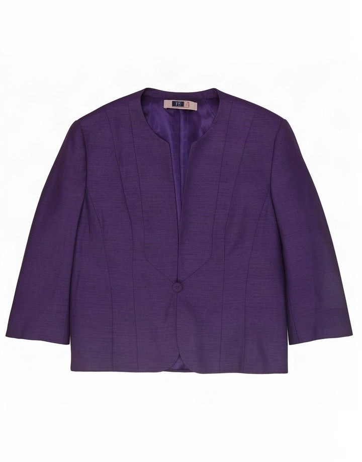 Jacques Vert Veste blazer à 1 bouton pour femme à manches 3/4 UK 16 Large Violet
