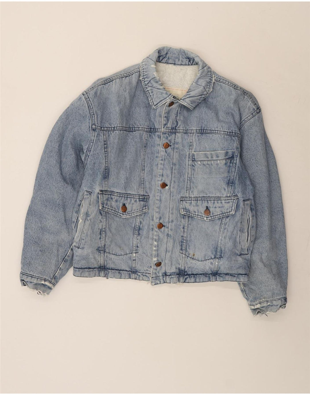 Sisley Veste Sherpa en jean pour homme UK 40 Large Bleu Coton
