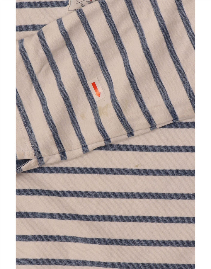 Joules Sweat-shirt à col boutonné pour femme UK 12 Bleu moyen rayé