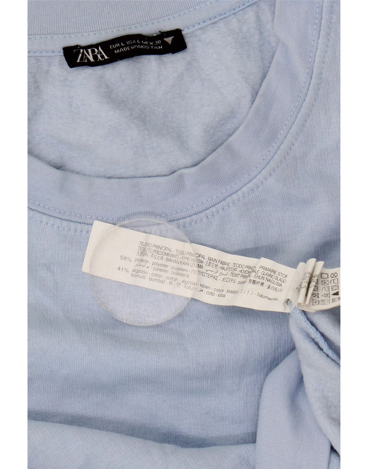 Zara Womens Crop Sweatshirt Jumper UK 16 Grand Bleu Polyester