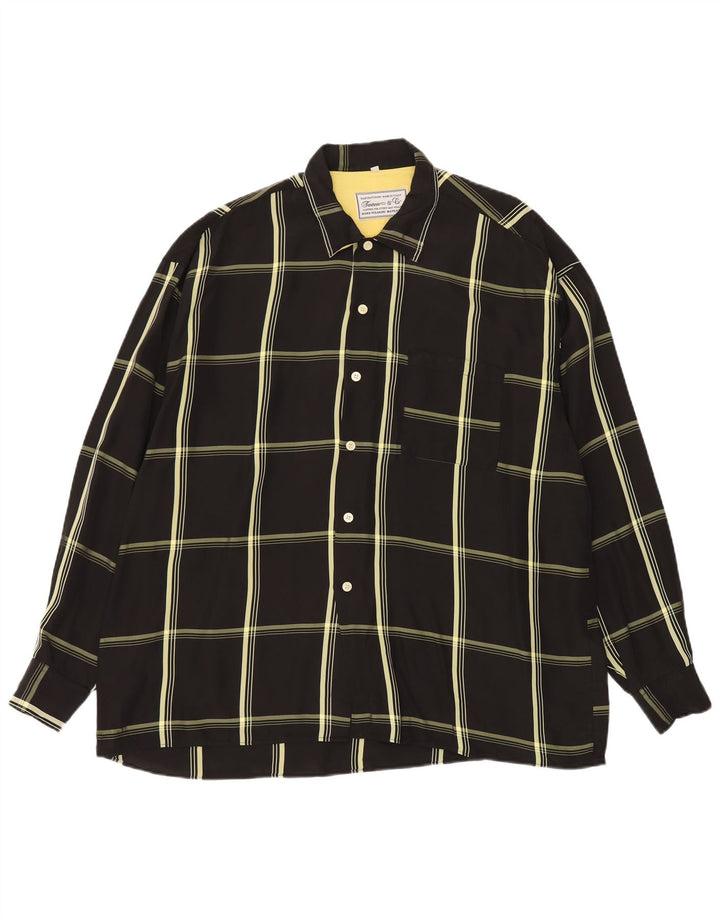 Chemise Homme Vintage Grand Carreau Noir Viscose