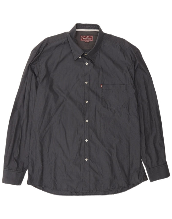 Chemise Marlboro Classics pour homme 2XL en coton à fines rayures bleu marine