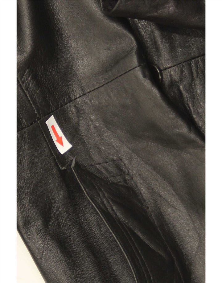 manteau en cuir femme vintage UK 18 XL Noir