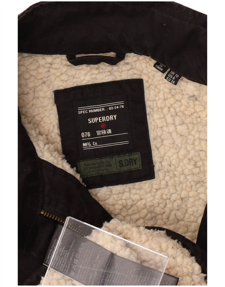 SUPERDRY Veste militaire pour femme UK 10 Small Noir Coton