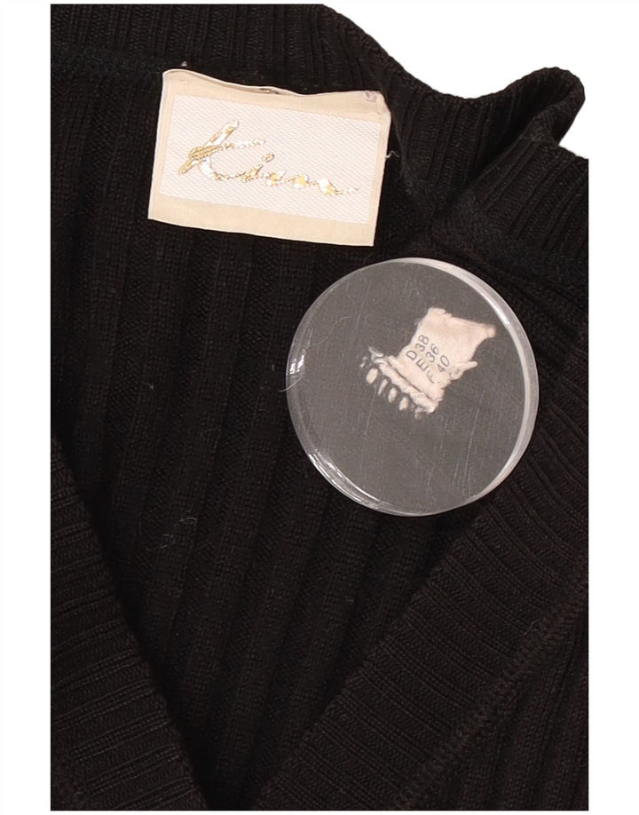 vintage Womens Crop Cardigan Sweater EU 36 Petit Noir Polyacrylique