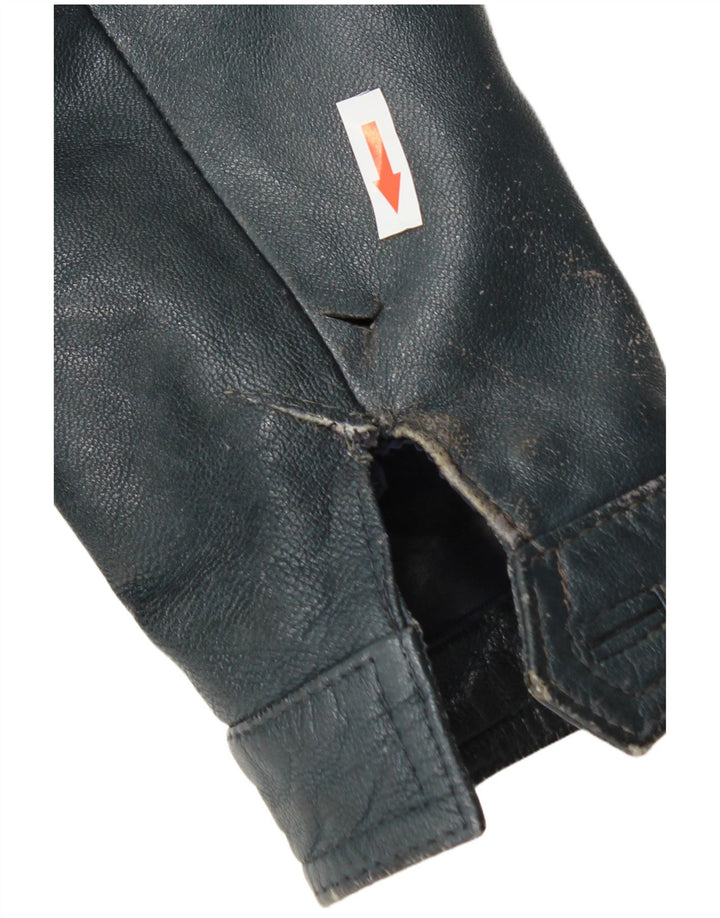 C&A Veste en cuir pour homme UK 36 Petit cuir bleu
