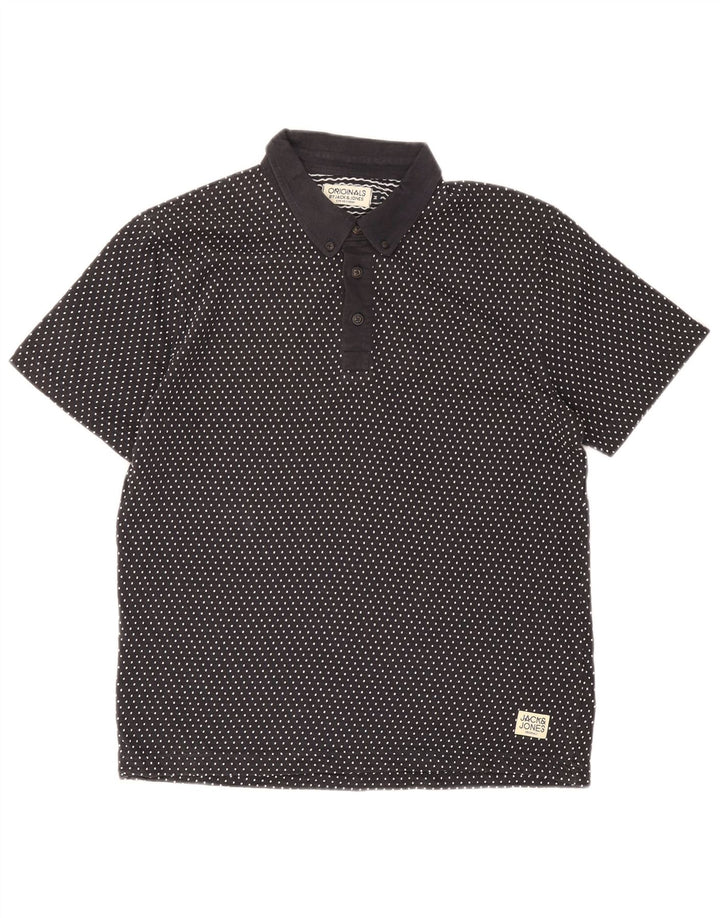 Jack & Jones Polo Homme Bleu Marine Moyen à Pois Coton