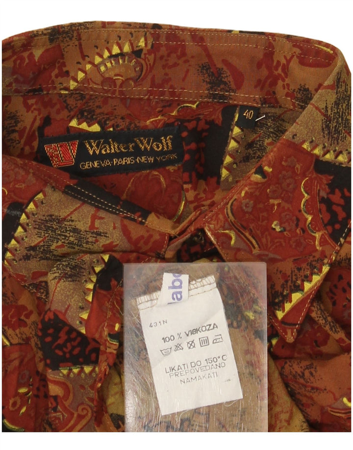 Walter Wolf Chemise à motif abstrait pour homme Taille 40 Viscose marron moyen