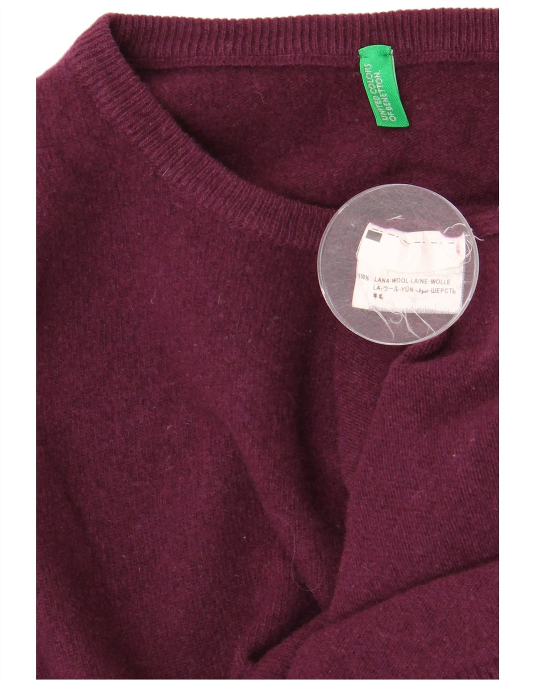 Benetton Pull ras du cou pour femme UK 14 Laine bordeaux moyen