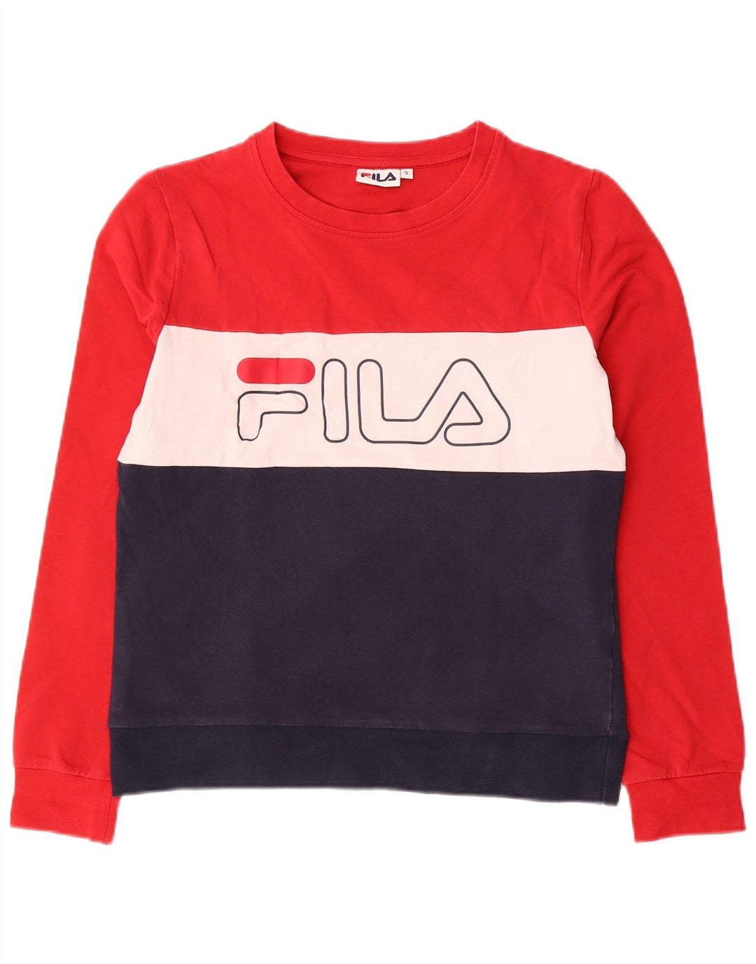 Fila Sweat-shirt graphique pour femme UK 10 Small Rouge Colourblock