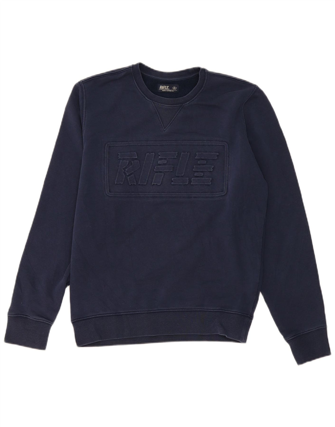 Rifle Sweat-Shirt Graphique Homme Bleu Marine Moyen en Coton