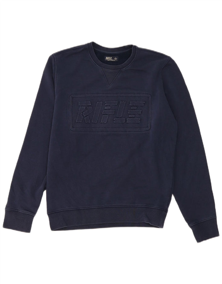 Rifle Sweat-Shirt Graphique Homme Bleu Marine Moyen en Coton