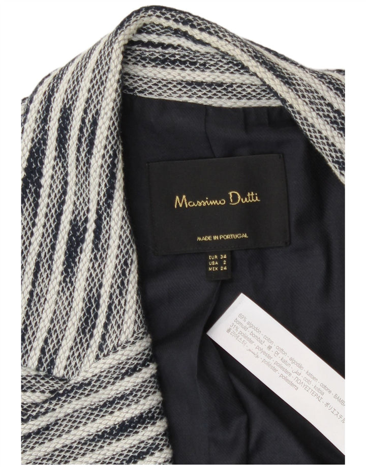 Massimo Dutti Veste Blazer Femme EU 34 2XS Bleu Marine Moucheté Coton
