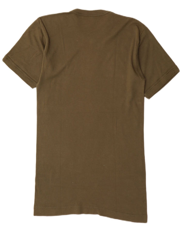 vintage Homme T-Shirt Top Moyen Kaki Coton