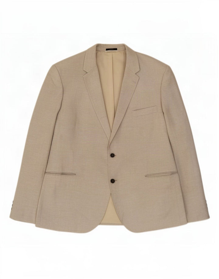 Marks & Spencer Veste blazer à 2 boutons pour homme UK 48 2XL Beige Lin