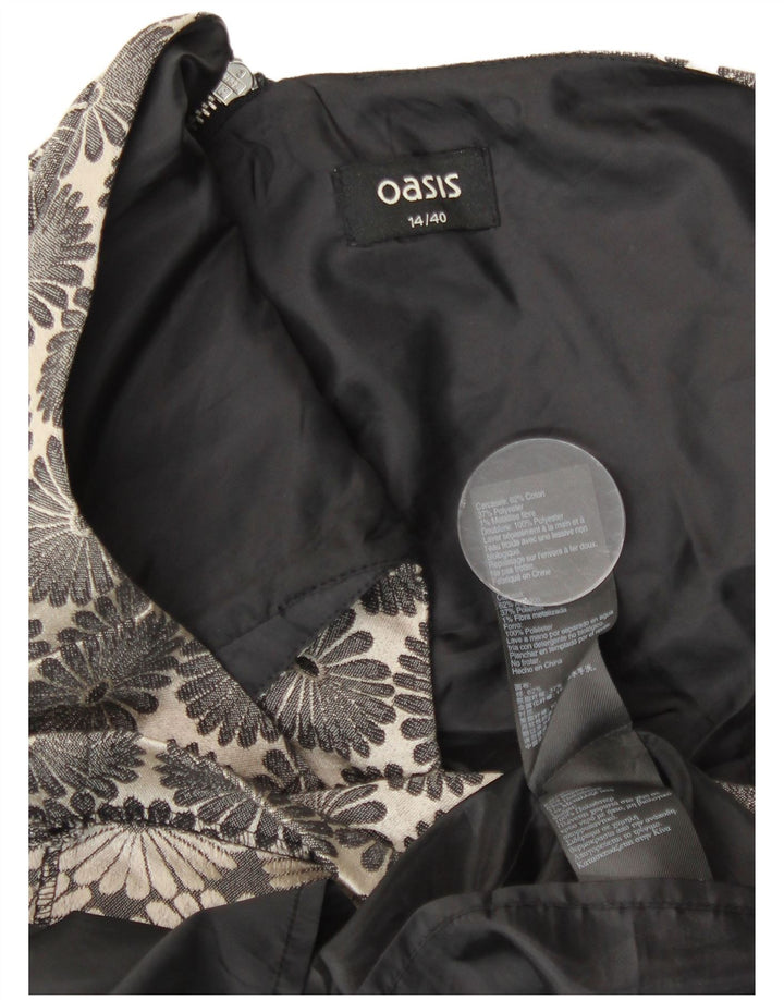 Oasis Robe trapèze pour femme UK 44 en coton floral bleu marine moyen