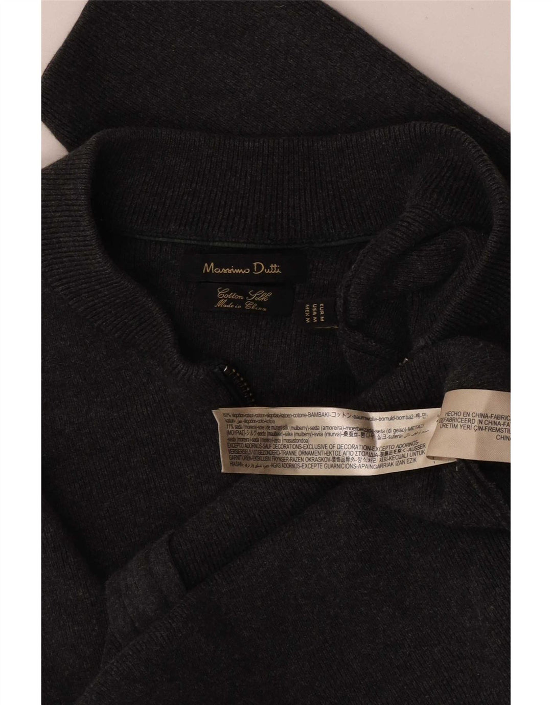 Massimo Dutti Pull Cardigan Homme Gris Moyen Coton