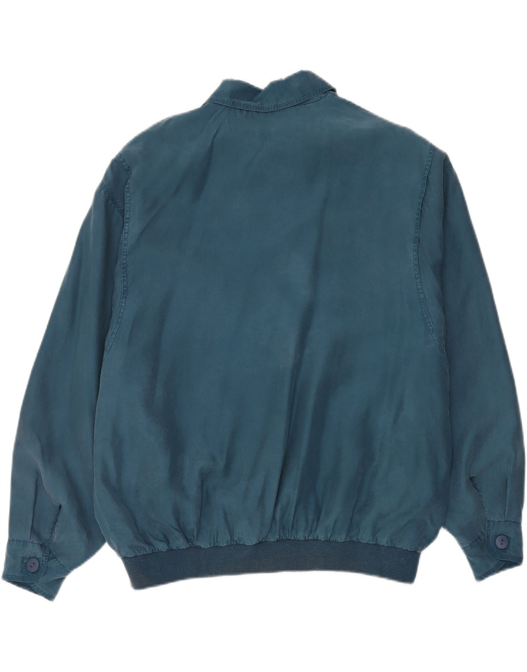 vintage Mens Loose Fit Bomber Jacket IT 48 Soie Bleu Moyen