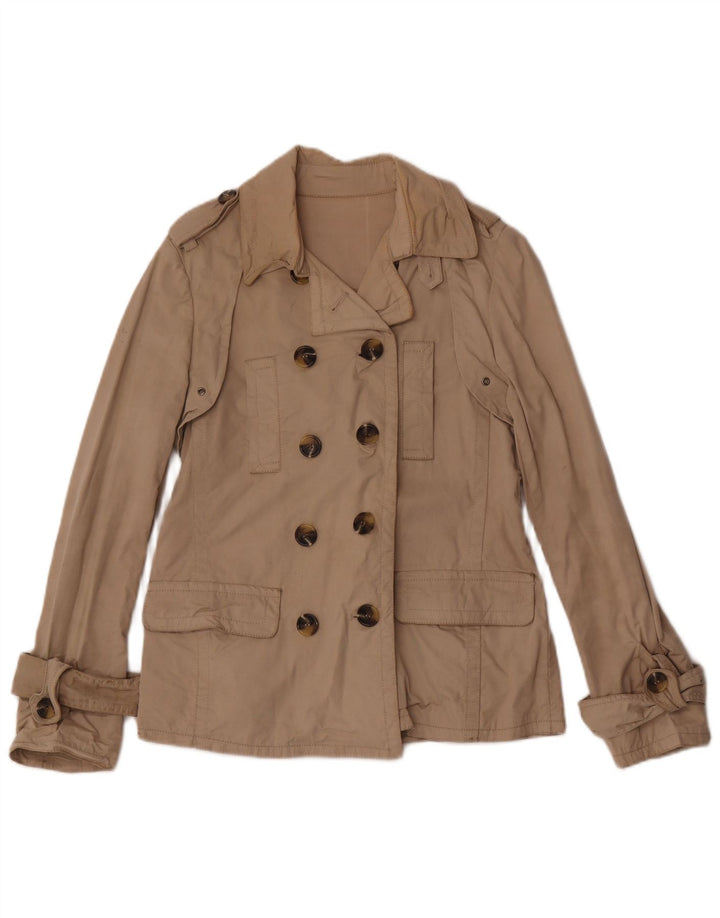 Massimo Dutti Trench-coat court à double boutonnage pour femme UK 14 Beige moyen