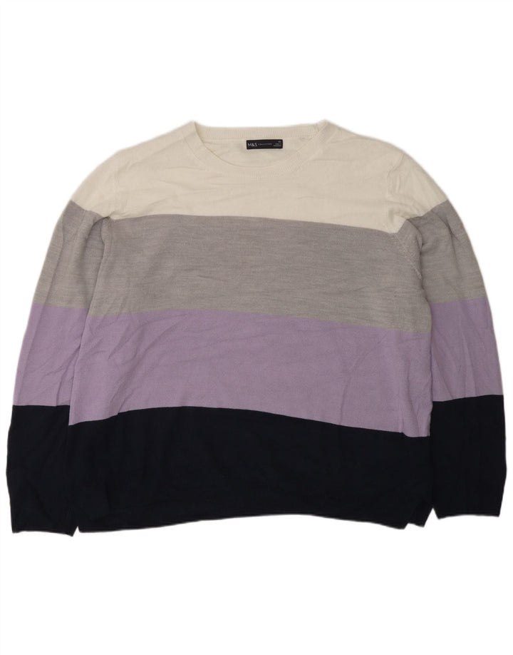 Marks & Spencer Pull ras du cou pour femme UK 22 2XL Multicolore