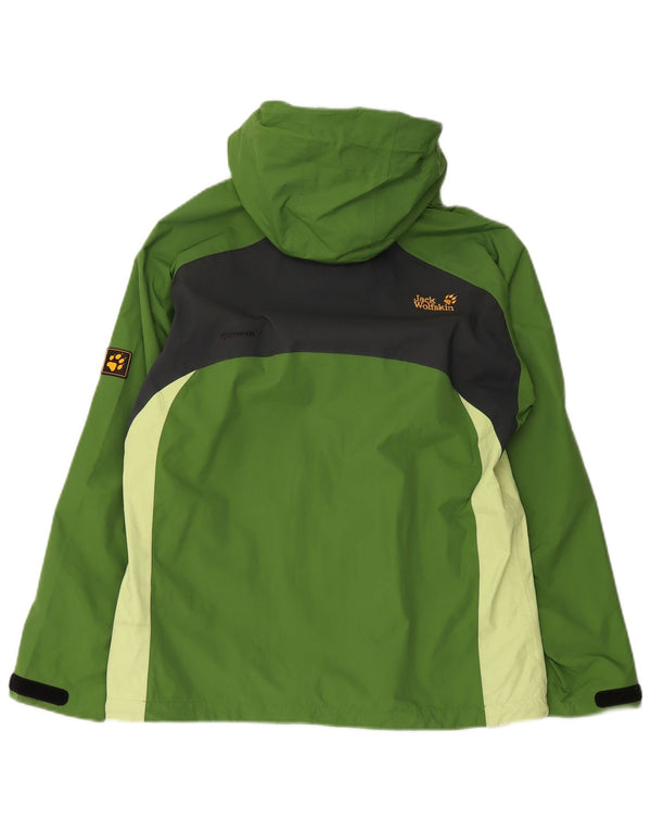 JACK WOLFSKIN Veste de pluie à capuche pour femme UK 12 Vert moyen Colourblock