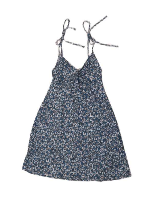 Topshop Robe d'été pour femme UK 10 Petite Viscose Florale Bleue
