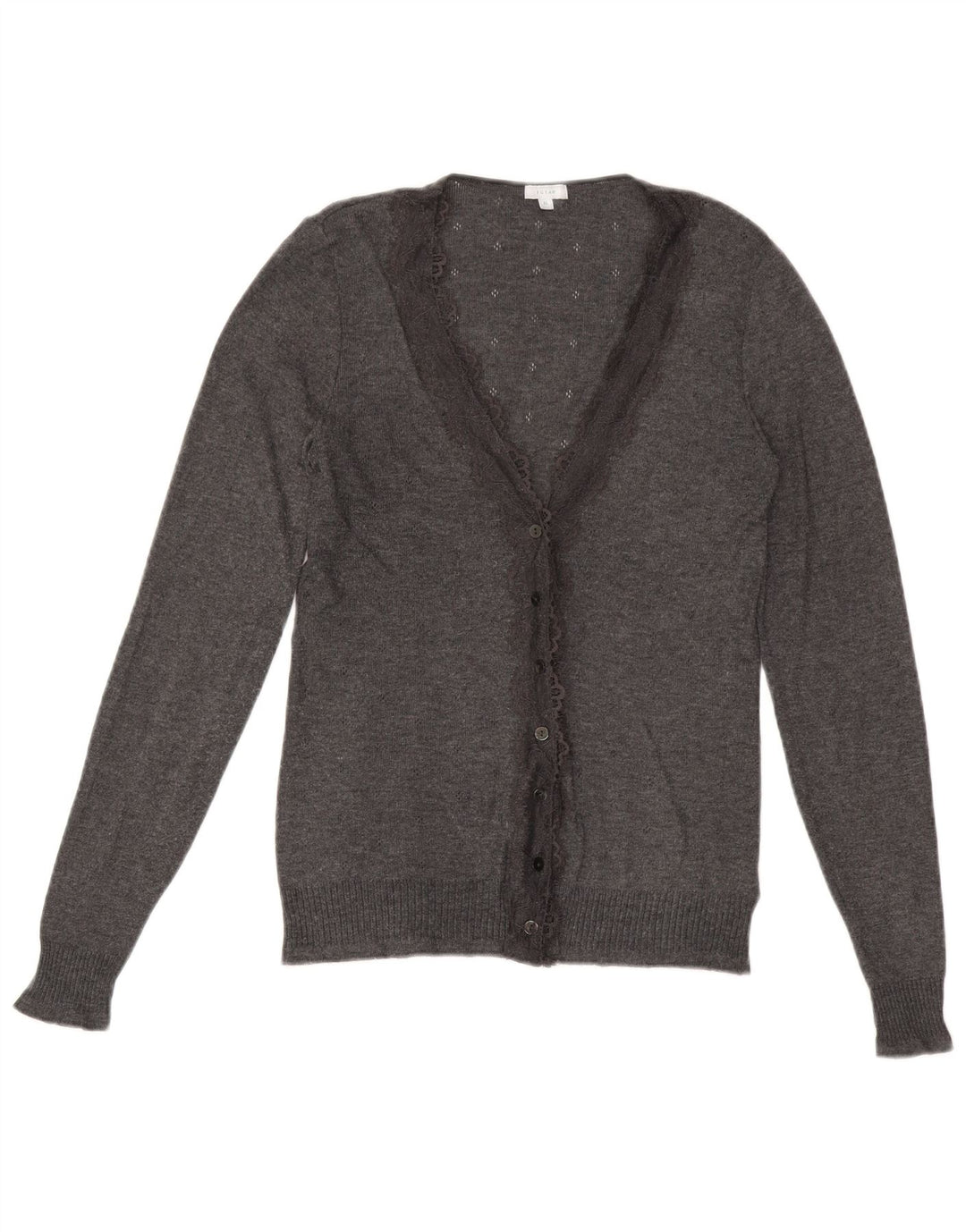 JIGSAW Cardigan Femme Pull UK 12 Gris Moyen Polyester