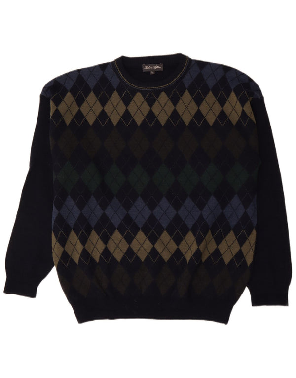 vintage Mens Crew Neck Jumper Pull IT 52/54 Grand Bleu Marine