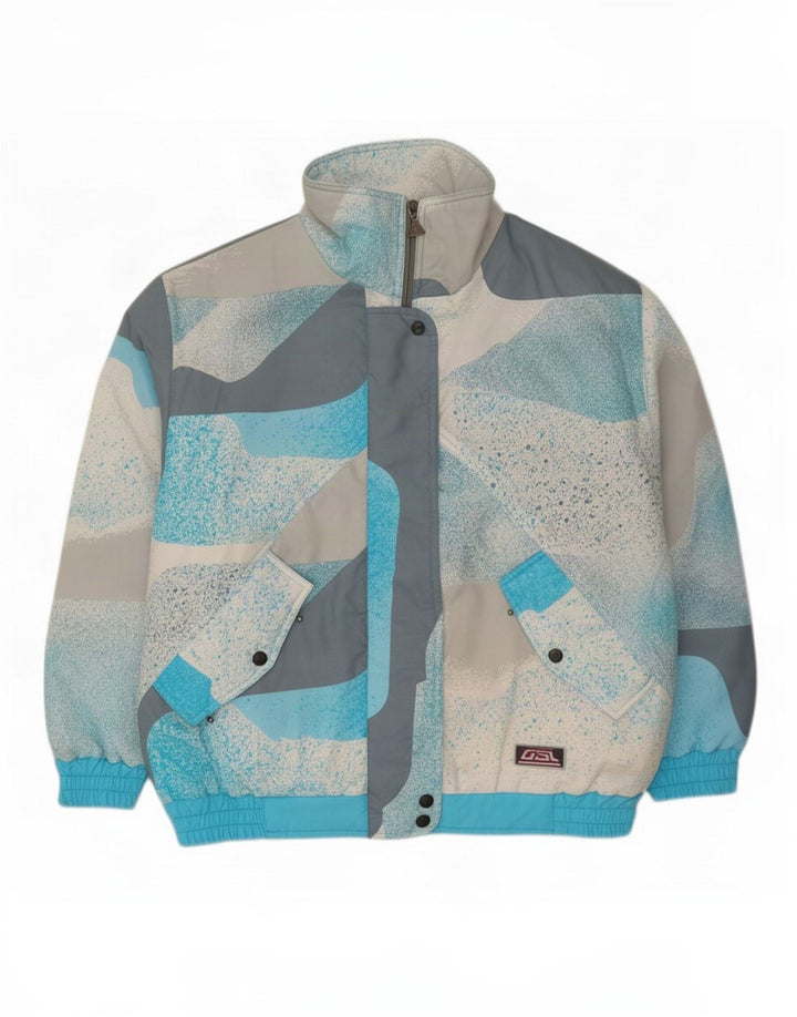 GSL Veste de ski surdimensionnée à motif abstrait pour femme UK 14 Bleu moyen Coton