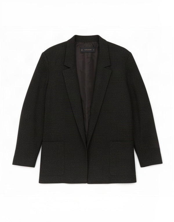 Zara Veste Blazer Ouverte Femme UK 14 Large Noir
