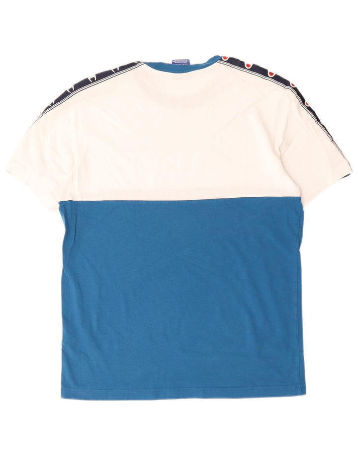Champion T-Shirt Graphique Homme Bleu Moyen Colourblock Cotton