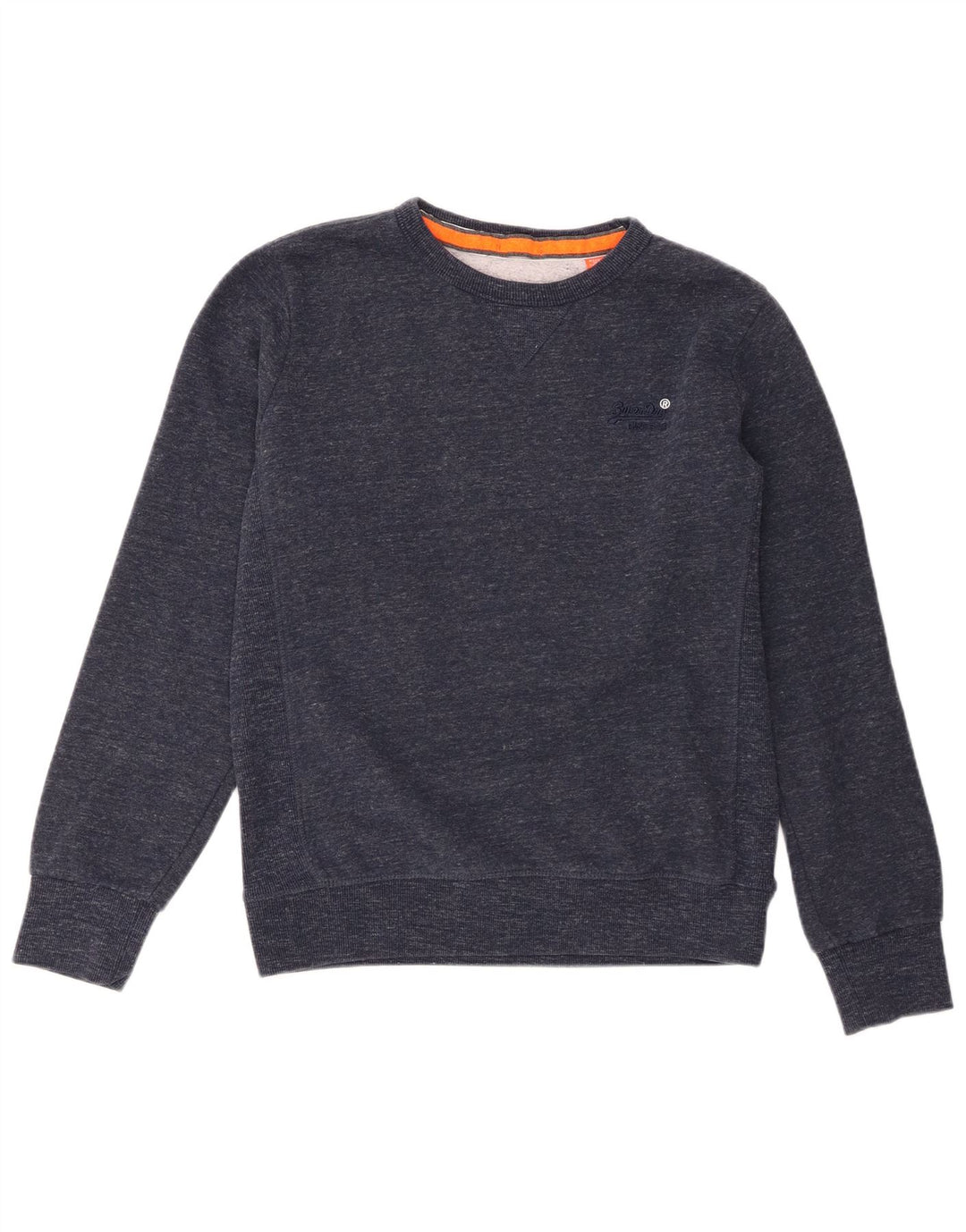 Superdry Homme Sweatshirt Jumper Large Bleu Marine Moucheté Coton