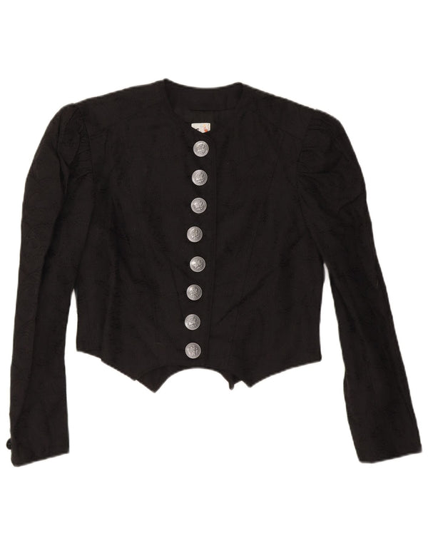 Gossl Femmes Trachten Crop Cardigan Top EU 40 Lin Noir Moyen
