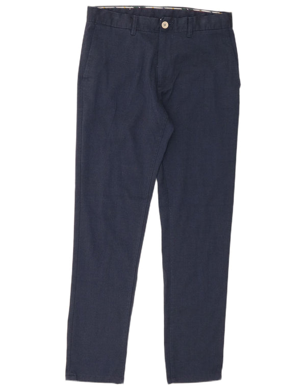 Zara Pantalon Chino Slim Homme EU 38 Small W30 L29 Bleu Marine Polyester