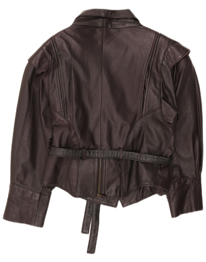 Veste en cuir femme vintage UK 12 Cuir noir moyen
