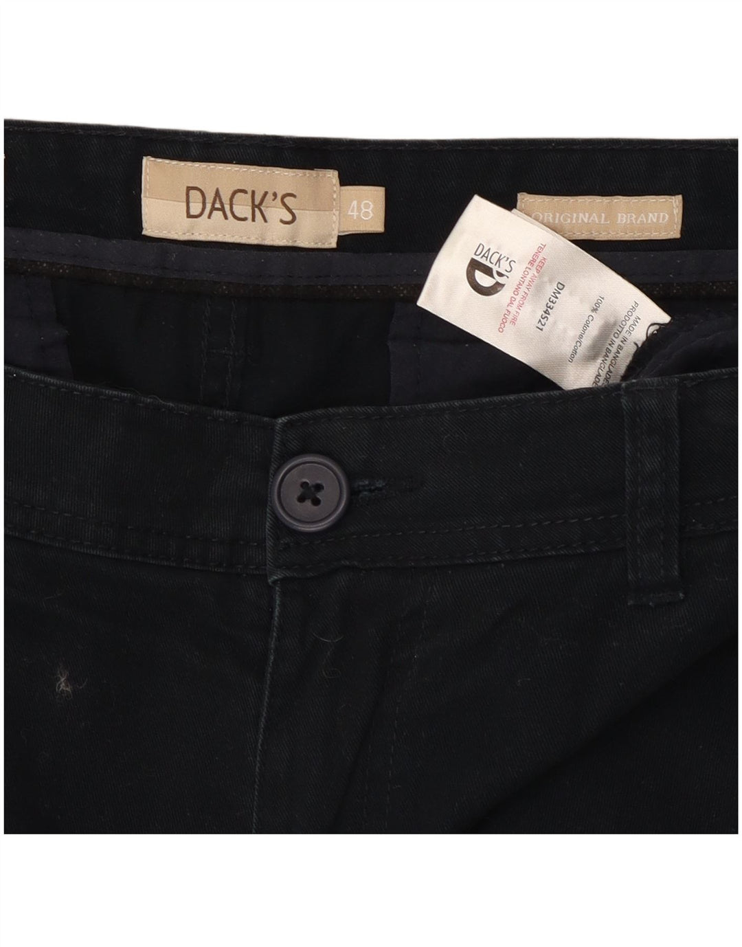 DACK'S Short Chino Homme Coupe Regular IT 48 Medium W32 Bleu Marine Coton