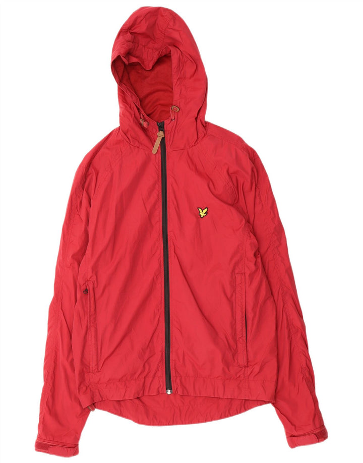 Lyle & Scott Veste de pluie à capuche vintage pour hommes UK 38 Polyamide rouge moyen